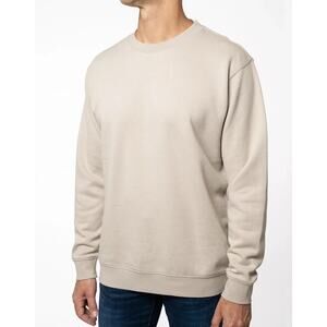 Reiss Cotton Men Y2K Pullover Sweater Crew Neck Beige Soft Minimalist XL A003198